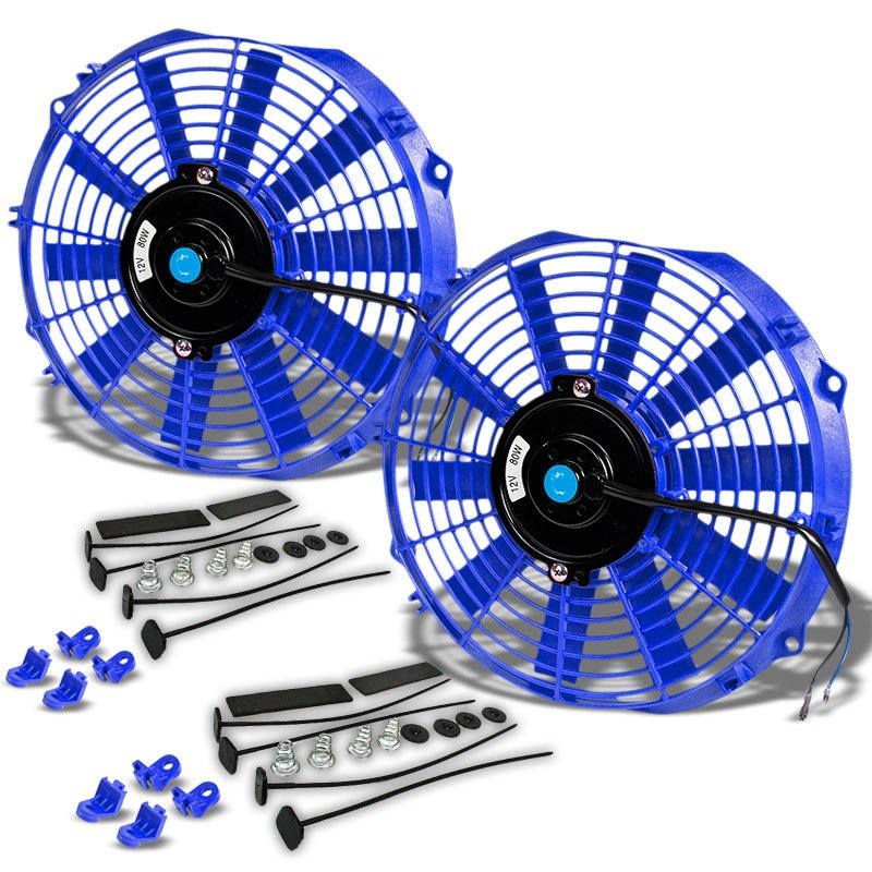 2x Universal 12″ SLIM Blue Reversible Electric Electric Radiator Cooling Fan