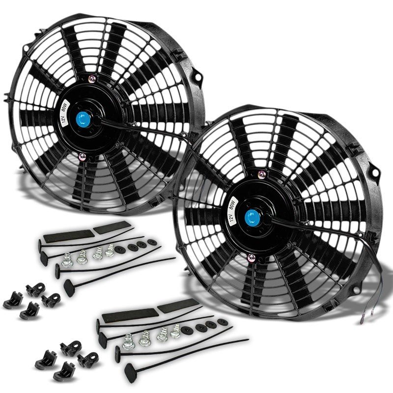 Universal 12″ SLIM Black Reversible Electric Electric Radiator Cooling Fan