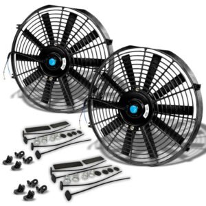 Universal 14″ SLIM Black PULL/PUSH Electric Radiator Engine Bay Cooling Fan