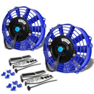 Universal 7″ Blue Slim Electric Radiator Motor Cooling Fan+Front Mounting