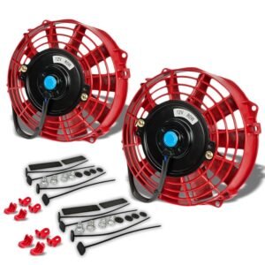 Universal 7″ Red Slim Reversible Electric Radiator Motor Cooling Fan Mounting
