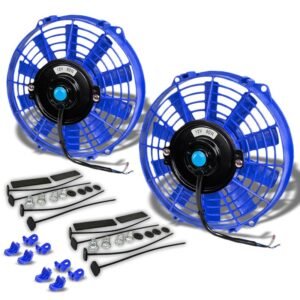 Universal 9″ Blue Slim Electric Radiator Motor Cooling Fan+ Front Mounting