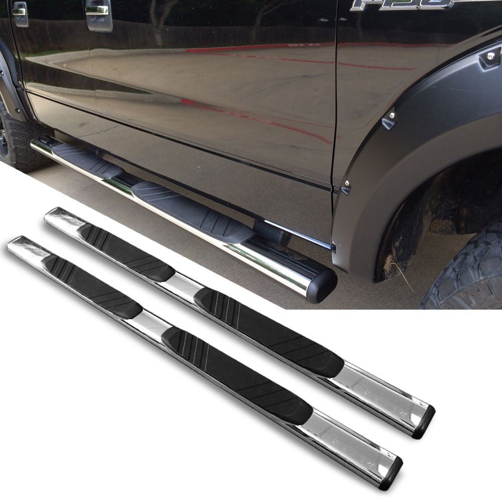 87″ Oval Chrome Nerf Bar Running Board 10287C For 15-17 Chevy HD Diesel Crew Cab