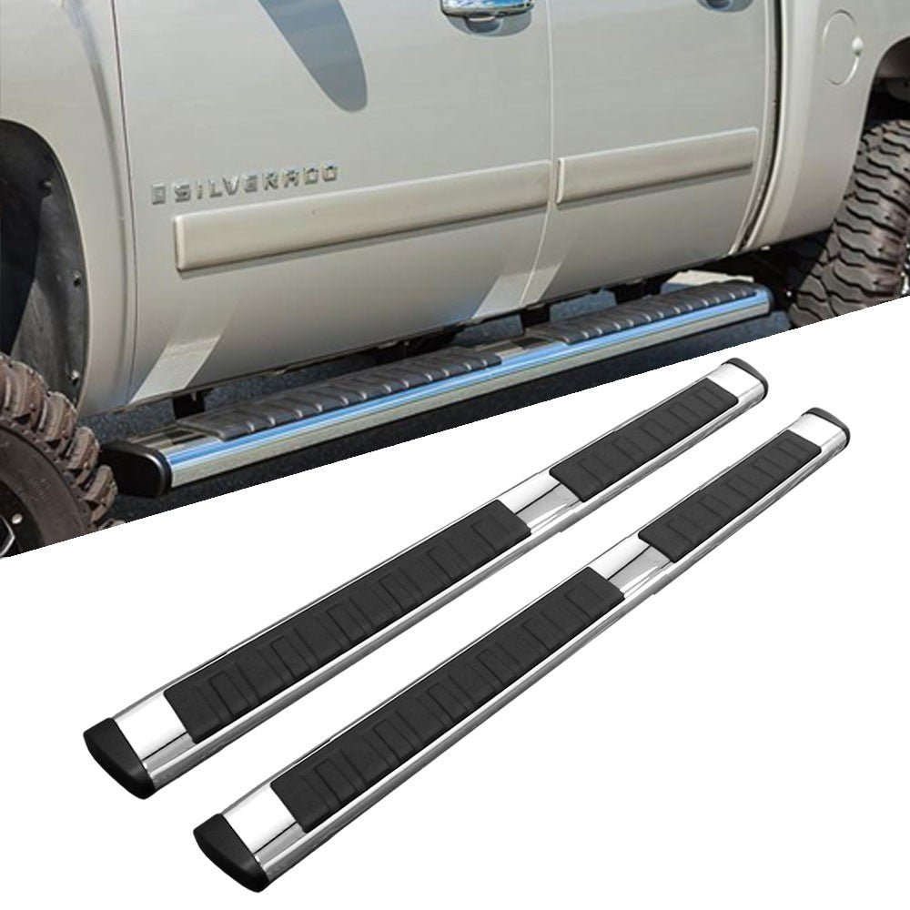 80″ Oval Chrome Running Board 4xBracket 10380C For 04-14 Ford F-150 Extended Cab