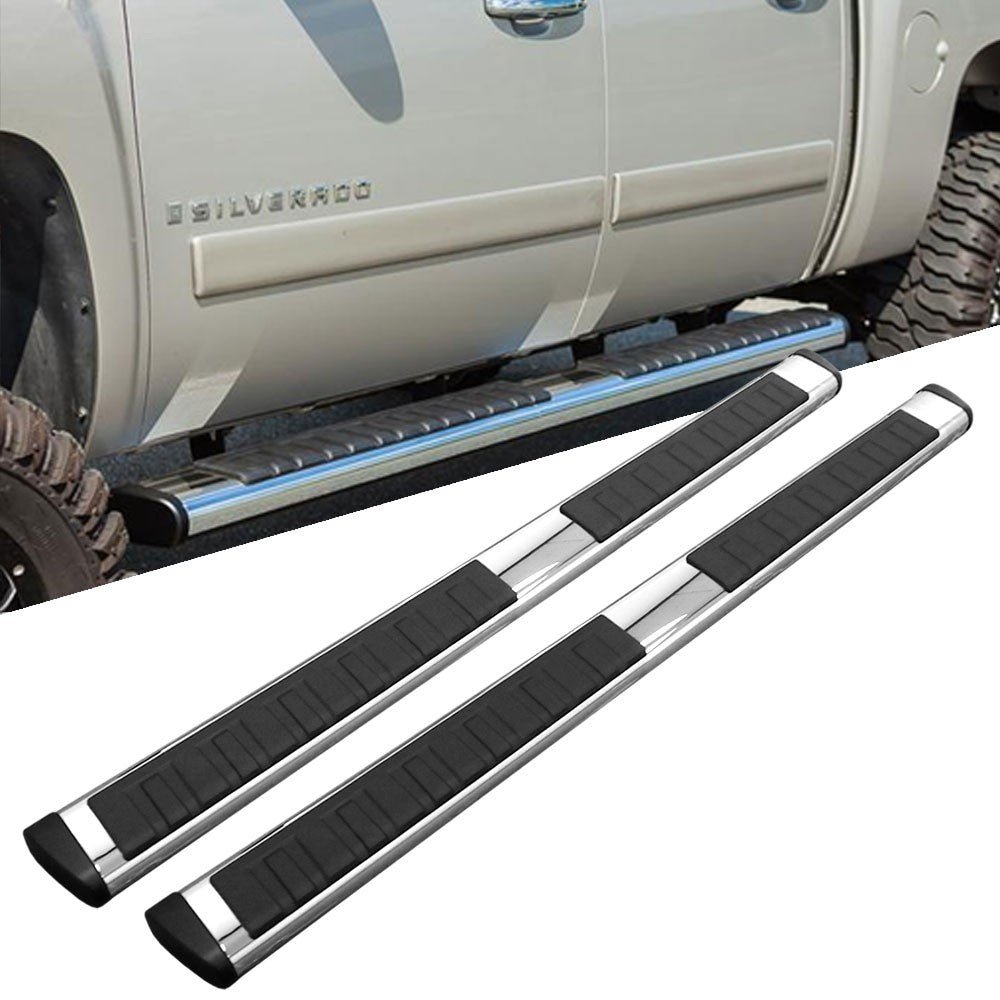 87″Oval Chrome Nerf Bar Running Board 10387C For 07-18 Silverado Sierra Crew Cab