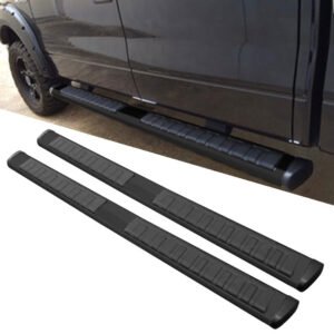 87″ Oval Black Nerf Bar Running Board 10387 For 07-18 Silverado Sierra Crew Cab