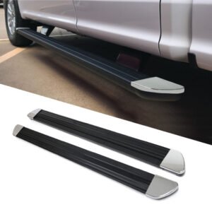 80″ Black Chrome Cap Running Board 4xBracket 21080C For 04-14 F-150 Extended Cab