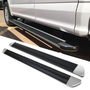 87″ Black Chrome Cap Running Board Bar 21087C For 11-14 Chevy HD Diesel Crew Cab