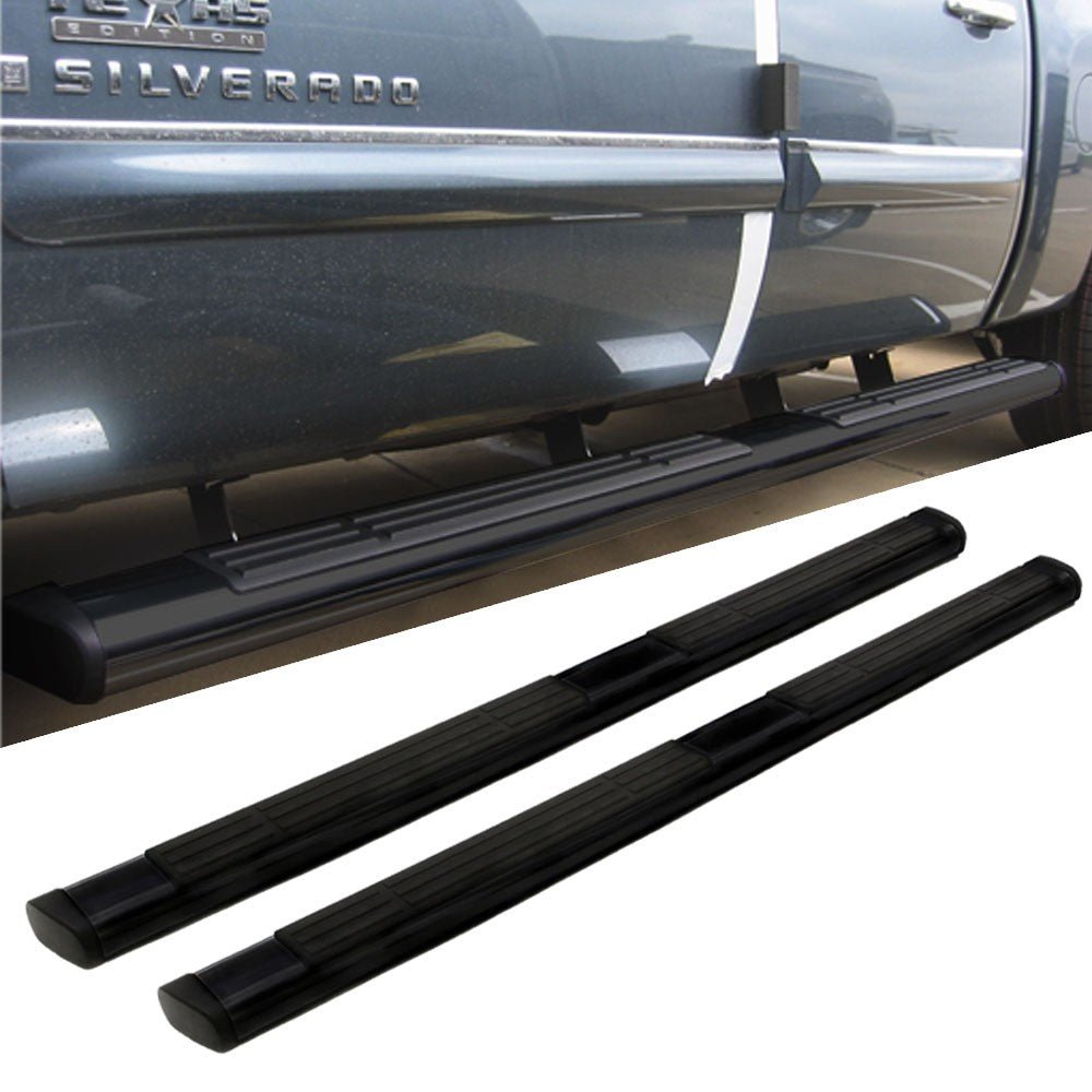87″ Oval Black Nerf Bar Running Board 5987 For 02-14 Silverado/Sierra Crew Cab