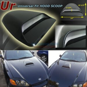 Black Universal Front Air flow Vent Mesh Bonnet Hood Scoop Cover 14″ x 15.5″