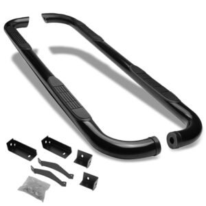 (90 Bend End Black) Running Board Nerf Bar For 04-15 Nissan Titan (A60 1st Gen) [Crew Cab]