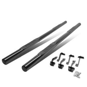 (Straight Tubular Black) Running Board Nerf Bar For Ford 15+ F-150 / 17+ F-250 F-350 Super Duty [Crew Cab]