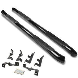 (Curved End Black) Running Board Nerf Bar For 18+ Jeep Wrangler 4DR Unlimited JL