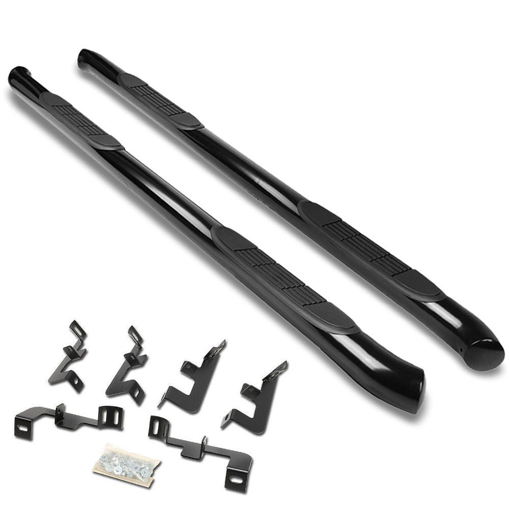 (Curved End Black) Running Board Nerf Bar For 18+ Jeep Wrangler 4DR Unlimited JL