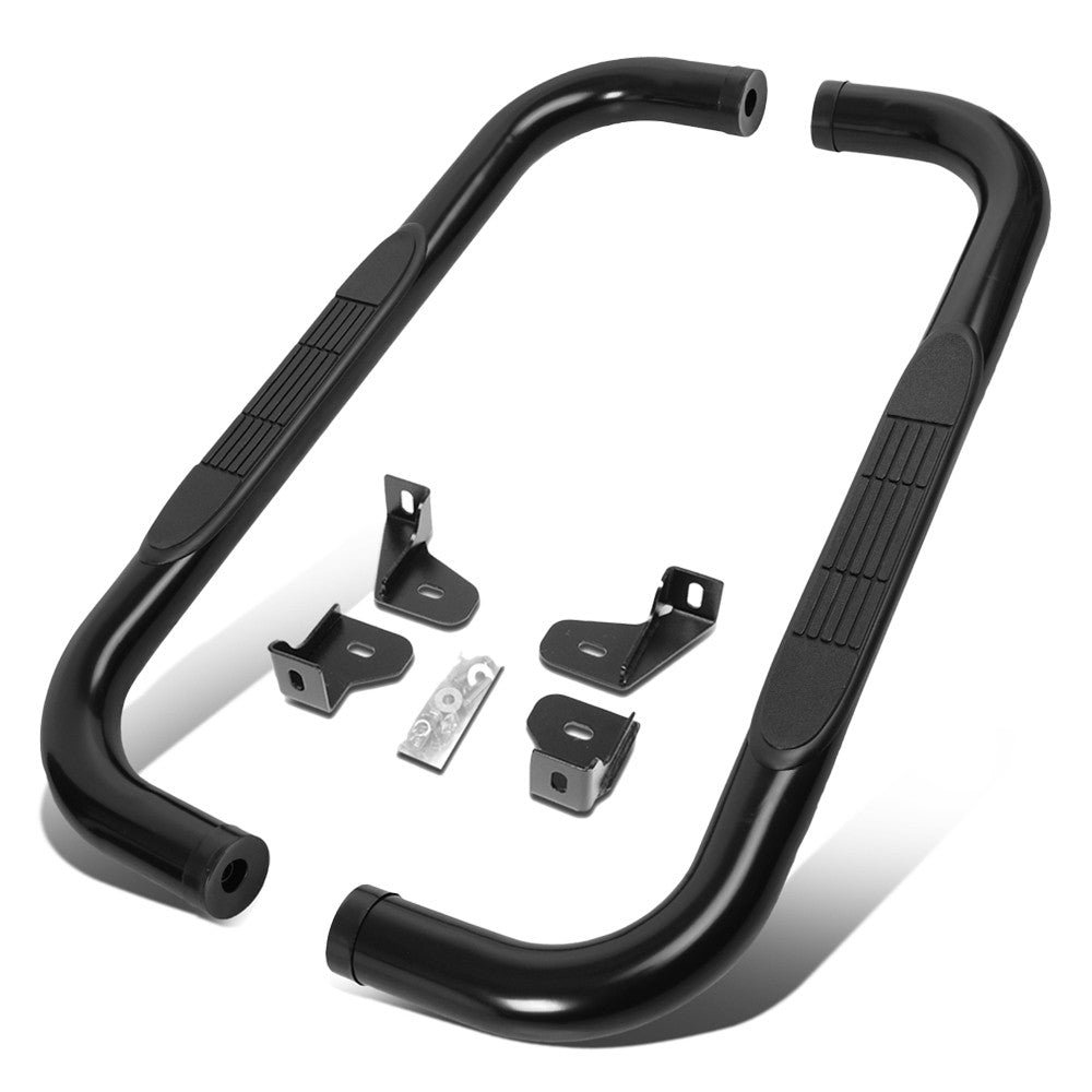 (90 Bend End Black) Running Board Nerf Bar For 19+ Chevrolet Silverado 1500 / GMC Sierra 1500 (T1XX 4th Gen) [Standard
