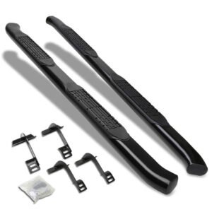 (Curved End Oval Black) Running Board Nerf Bar For 15+ Ford F-150/17+ F-250 F-350 Super Duty [Extended Cab]