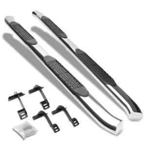 (Curved End Oval Metal) Running Board Nerf Bar For 15+ Ford F-150/17+ F-250 F-350 Super Duty [Extended Cab]