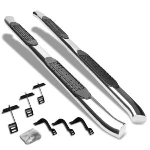 (Curved End Oval Metal) Running Board Nerf Bar For Ford 15+ F-150 / 17+ F-250 F-350 Super Duty [Crew Cab]