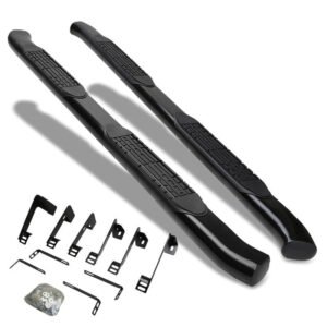 (Curved End Oval Black) Running Board Nerf Bar For 07-18 Silverado Sierra 1500/07-19 2500 3500 HD [Extended Cab]