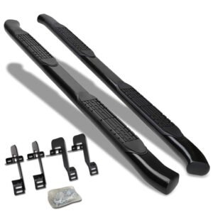 (Curved End Oval Black) Running Board Nerf Bar For 04-14 Ford F-150 (P221 11th, P415 12th Gen) [Crew Cab]