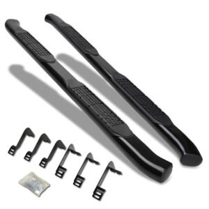 (Curved End Oval Black) Running Board Nerf Bar For 04-15 Nissan Titan (A60 1st Gen) [Extended Cab]