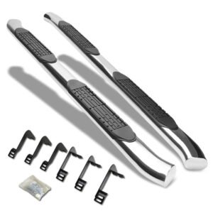 (Curved End Oval Metal) Running Board Nerf Bar For 04-15 Nissan Titan (A60 1st Gen) [Extended Cab]