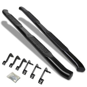 (Curved End Oval Black) Running Board Nerf Bar For 04-15 Nissan Titan (A60 1st Gen) [Crew Cab]