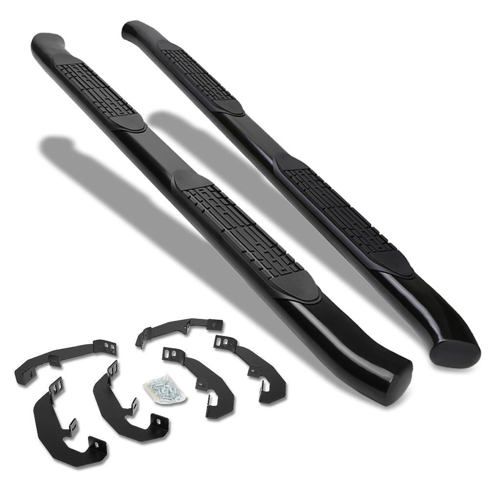 (Curved End Oval Black) Running Board Nerf Bar For 19+ Chevrolet Silverado / GMC Sierra 1500 2500 3500 HD (T1XX) [Crew