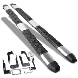 (Extruded Trapezoid Metal) Running Board Nerf Bar For 07-18 Silverado Sierra 1500/07-19 2500 3500 HD [Crew Cab]