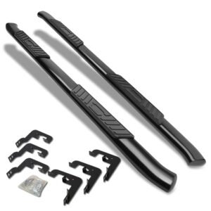 (Oval Tubular Black) Running Board Nerf Bar For 07-18 Silverado Sierra 1500/07-19 2500 3500 HD [Crew Cab]