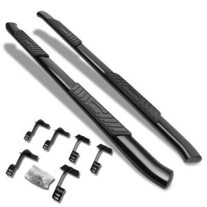 (Oval Tubular Black) Running Board Nerf Bar For Ford 15+ F-150 / 17+ F-250 F-350 Super Duty [Crew Cab]