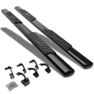 (Straight Oval Black) Running Board Nerf Bar For Ford 15+ F-150 / 17+ F-250 F-350 Super Duty [Crew Cab]