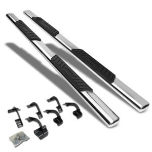 (Straight Oval Metal) Running Board Nerf Bar For Ford 15+ F-150 / 17+ F-250 F-350 Super Duty [Crew Cab]