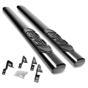 (Straight Oval Tubular Black) Running Board Nerf Bar For 04-14 Ford F-150 (P221 11th, P415 12th Gen) [Standard Cab]