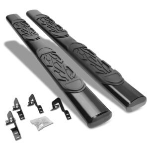(Straight Oval Tubular Black) Running Board Nerf Bar For 09-14 Ford F-150 (P415 12th Gen) [Extended Cab]