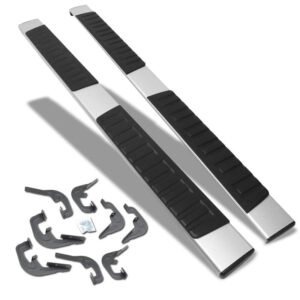 (Flat Board Cross Metal) Running Board Nerf Bar For 07-18 Silverado Sierra 1500/07-19 2500 3500 HD [Crew Cab]