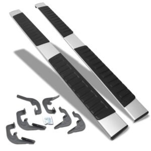 (Flat Board Slant Metal) Running Board Nerf Bar For 07-18 Silverado Sierra 1500/07-19 2500 3500 HD [Extended Cab]