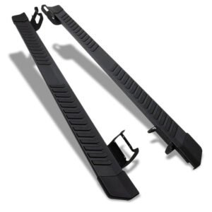 (Flat Board Stripe Pad Black) Aluminum Running Board Nerf Bar For Ford 15+ F-150 / 17+ F-250 F-350 Super Duty [Crew Cab]