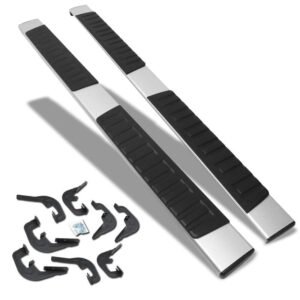 (Extruded Flat Metal) Running Board Nerf Bar For 07-18 Silverado Sierra 1500/07-19 2500 3500 HD [Crew Cab]