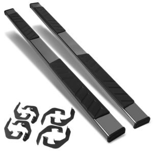 (Flat Board Slant Black) Running Board Nerf Bar For 07-18 Silverado Sierra 1500/07-19 2500 3500 HD [Crew Cab]