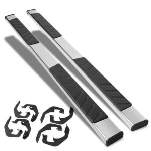 (Flat Board Slant Metal) Running Board Nerf Bar For 07-18 Silverado Sierra 1500/07-19 2500 3500 HD [Crew Cab]