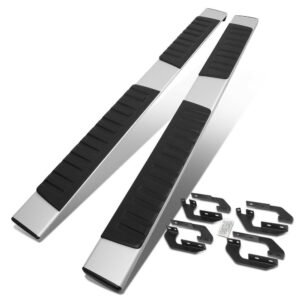 (Flat Board Cross T2 Black/Silver) Running Board Nerf Bar For 07-21 Toyota Tundra (XK50 2nd Gen) [Extended Cab]