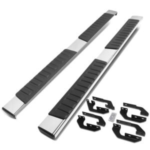 (Flat Board Cross Chrome/Black) Running Board Nerf Bar For 07-21 Toyota Tundra (XK50 2nd Gen) [Crew Cab]