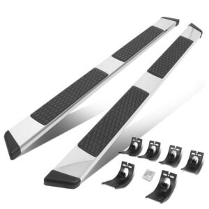 (88″ Flat Honeycomb 2 Pad Metal) Running Board Nerf Bar For 09-18 Ram 1500 2500 3500/19+ Ram 1500 Classic [Crew Cab]