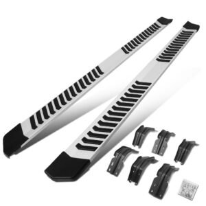 (Extruded Flat Black/Silver) Running Board Nerf Bar For 99-16 Ford F-250/350/450/550 Super Duty (PHN131) [Crew Cab]