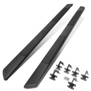 (Flat Honeycomb 2 Pad Black) 5.5″ Wide Running Board Nerf Bar For 19+ Ram 1500 (DT 5th Gen) [Crew Cab]