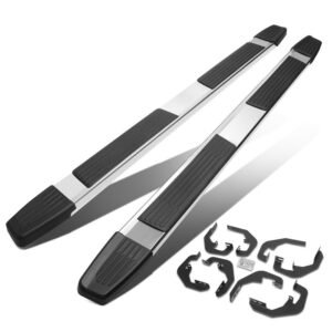 (ALU Flat Step/5.25 Cap Metal) Running Board Nerf Bar For 07-18 Silverado Sierra 1500/07-19 2500 3500 HD [Crew Cab]