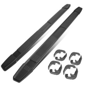 (Flat Step/5.25 Cap Black) Running Board Nerf Bar For 07-18 Silverado Sierra 1500/07-19 2500 3500 HD [Crew Cab]