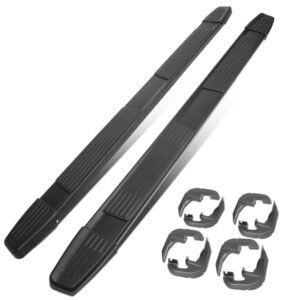 (Flat Step/5.25 Cap Black) Running Board Nerf Bar For 19+ Chevrolet Silverado / GMC Sierra 1500 2500 3500 HD (T1XX) [Crew Cab]