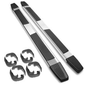 (Flat Step/5.25 Cap Metal) Running Board Nerf Bar For 19+ Chevrolet Silverado / GMC Sierra 1500 2500 3500 HD (T1XX) [Crew Cab]